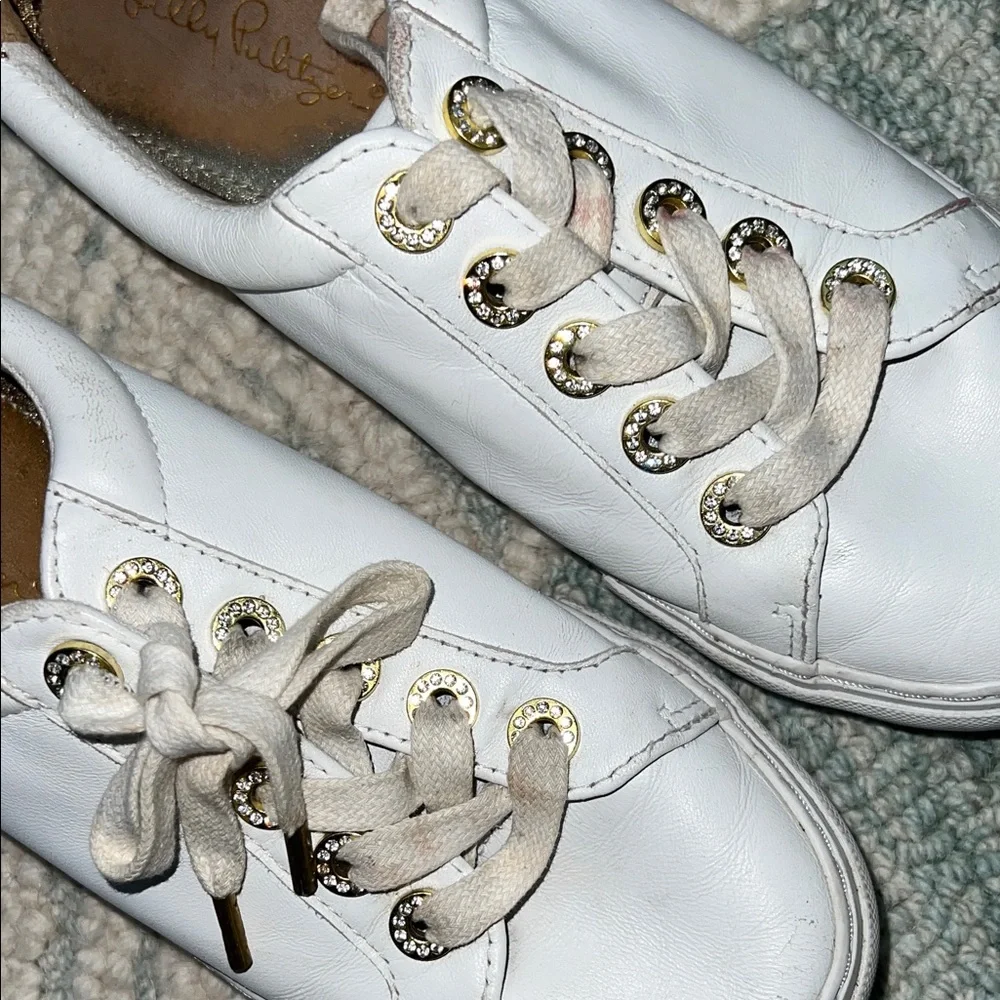 Lilly Pulitzer White Leather Women's Sneakers - Picture 3 of 6
